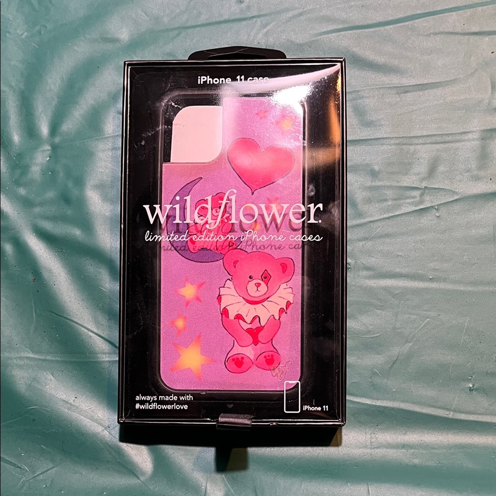 Wildflowers Pink Heart Bear iPhone 11 Case